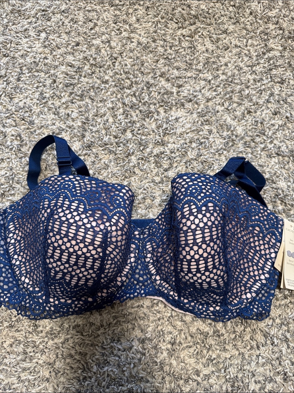 Navy Lace Underwire multi-way strapless bra